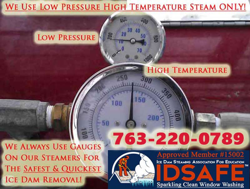 Ice Dam Steamer with Pressure and Temperature Gauges